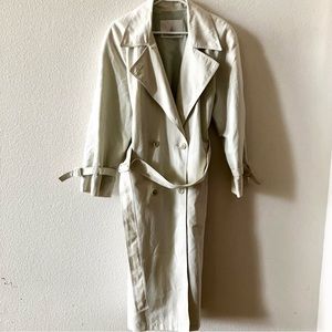 London Fog Vintage Cream Beige Casual Contemporary Modern Long Trench Coat S/M